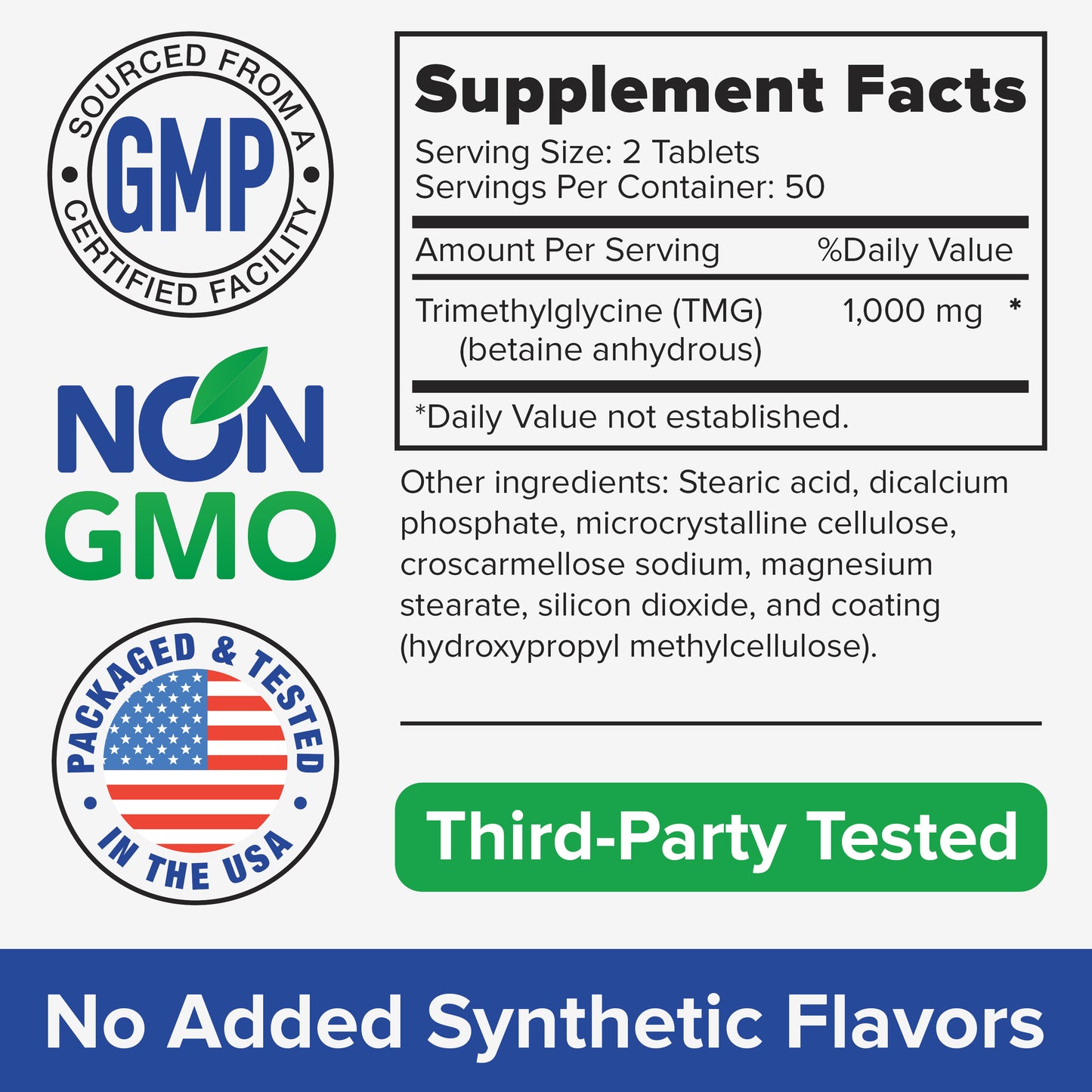 Tuthi TMG Supplements - 100 Vegan-Friendly Tablets