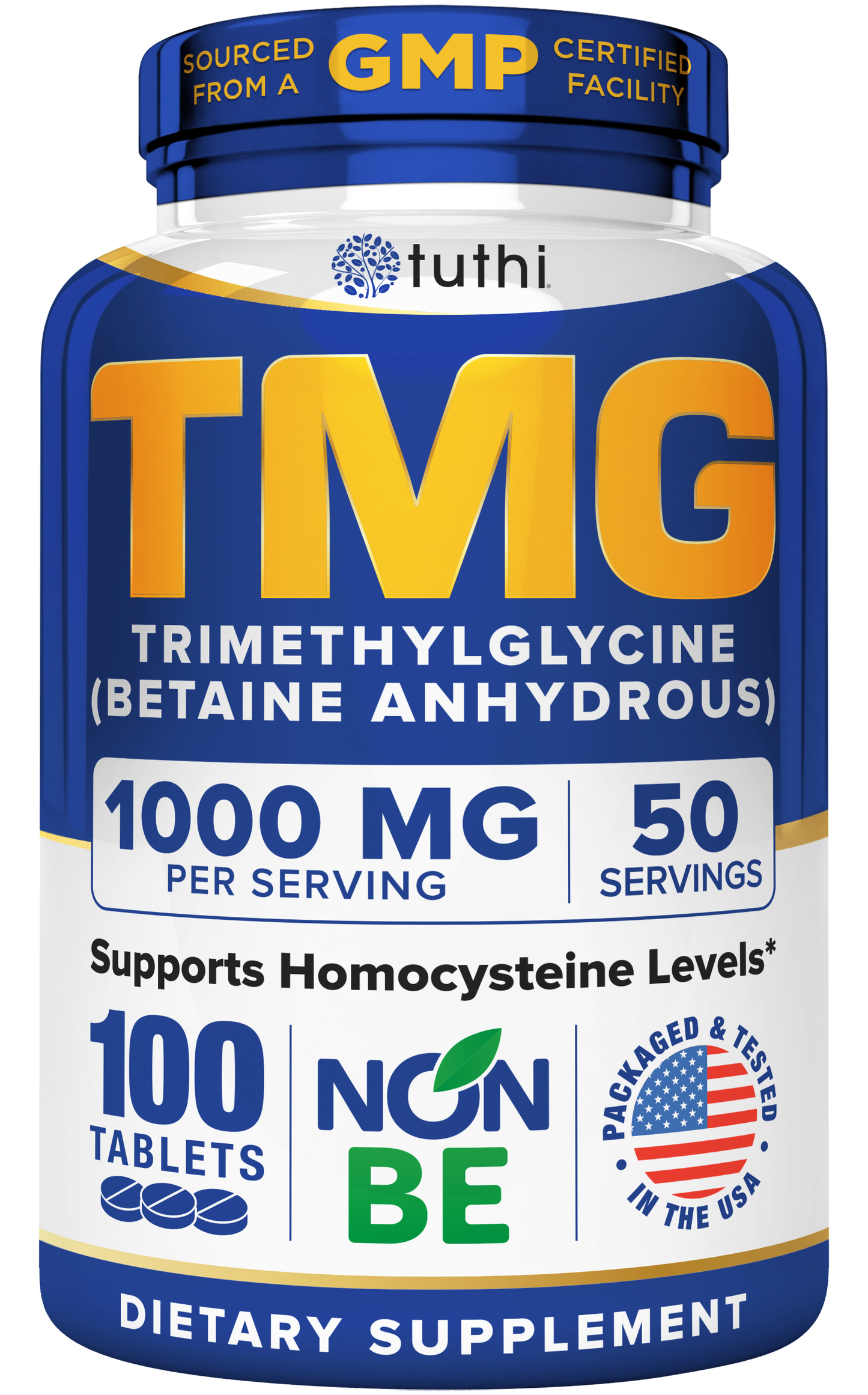 Tuthi TMG Supplements - 100 Vegan-Friendly Tablets